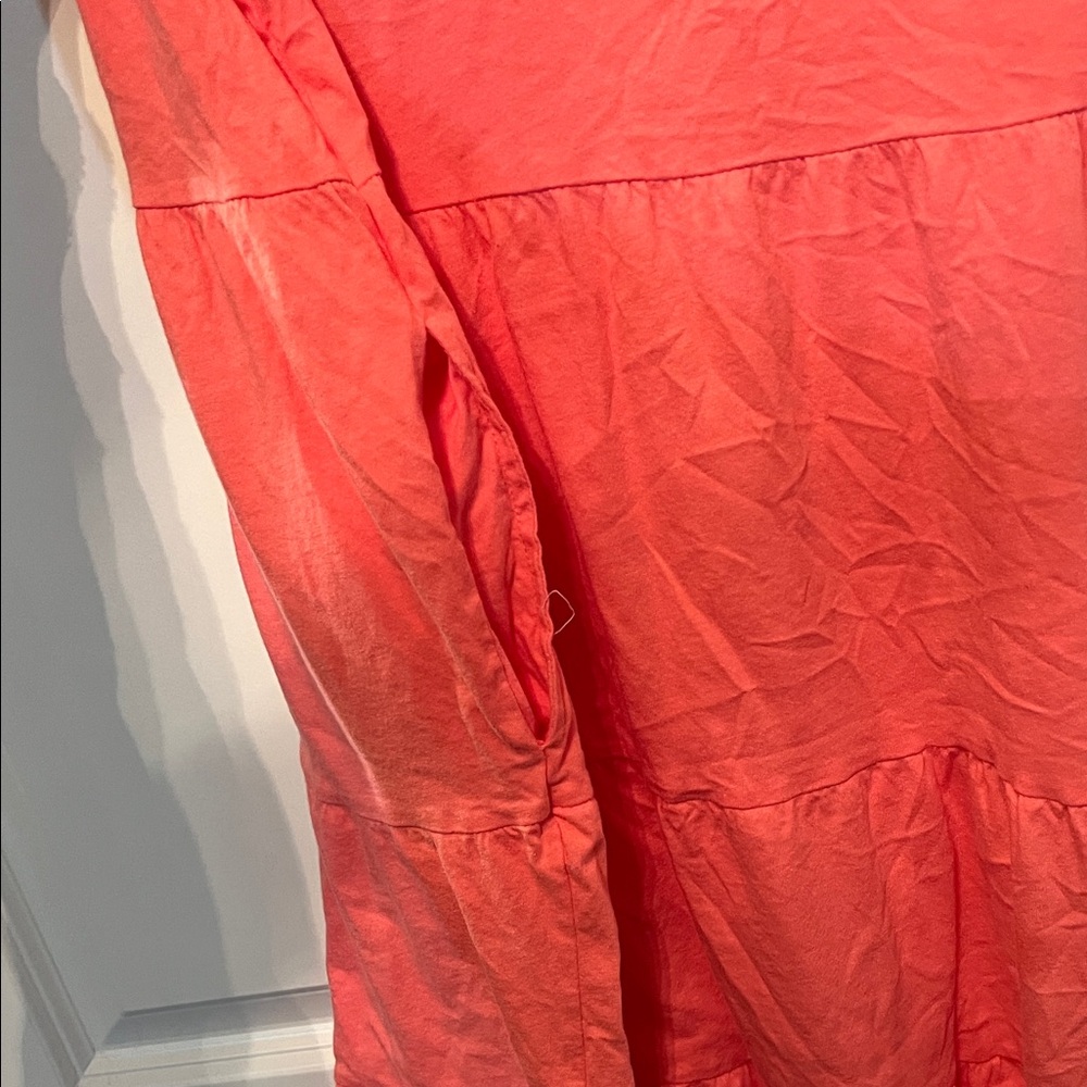 Time and Tru Bright Coral flutter sleeve tiered knit dress - Picture 5 of 6